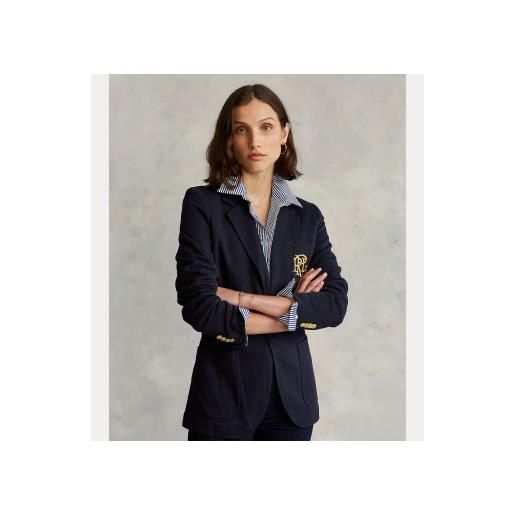 Polo Ralph Lauren per donna. 211795348002 blazer in jacquard a doppia maglia blu navy [3338515], casual, classico, polister riciclato, soste
