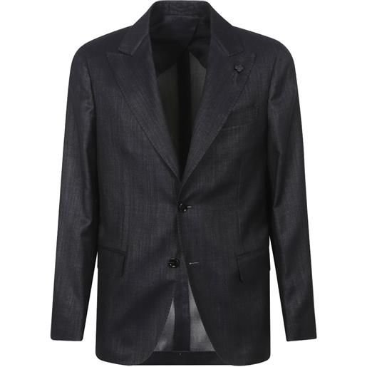 Lardini blazer denim con revers a lancia - blu