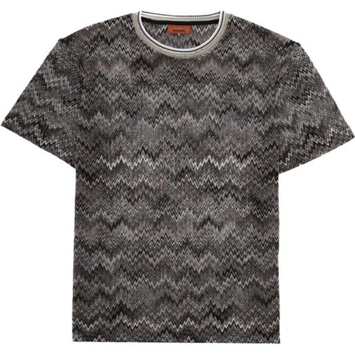 Missoni t-shirt in maglia con motivo a zigzag - marrone