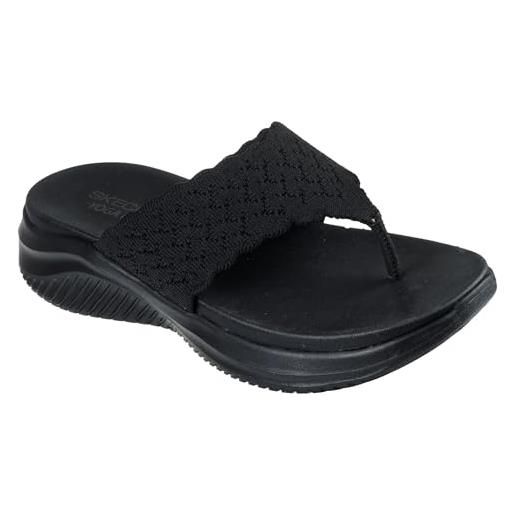 Skechers infradito da donna ultra flex 3.0-ryhthm waves, nero/nero, 40 eu