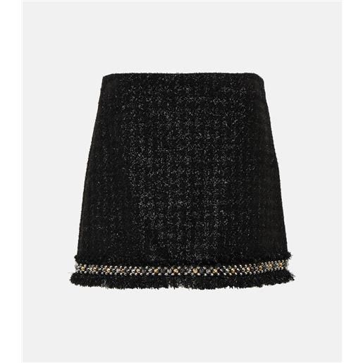 Versace minigonna in tweed di misto lana con lamã©