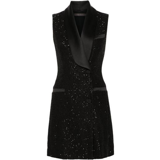 Max Mara abito smanicato con paillettes - nero