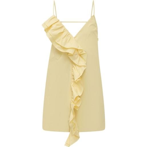 MSGM abito corto con scollo a v e ruches - giallo