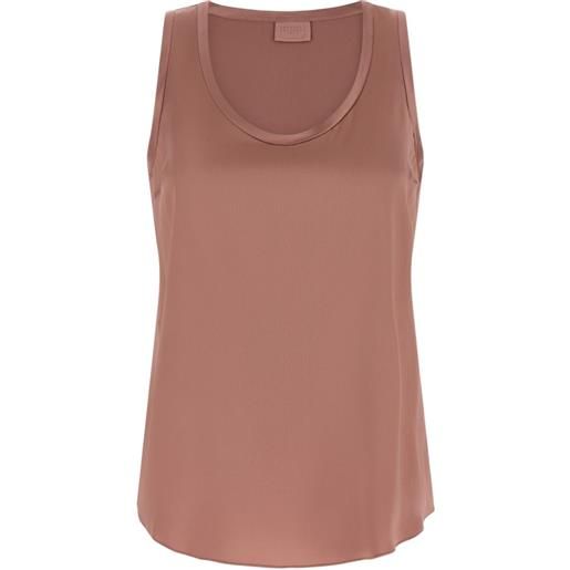 Brunello Cucinelli satin flared top - marrone
