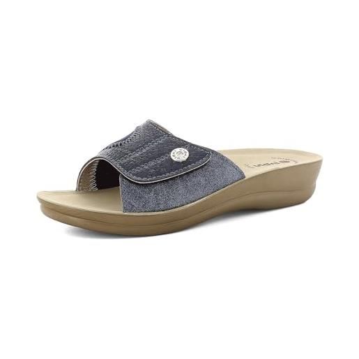 Inblu Sandali Donna Con Tacco 4,5 Cm – Regolabili Con Fibbia E Strappo, Plantare In Vera Pelle Imbottito, Arricchiti Da Strass