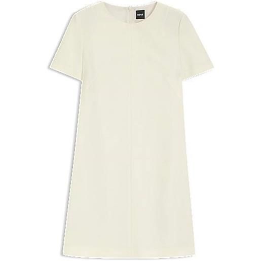 BOSS vestito a maniche corte in crêpe giapponese, beige chiaro