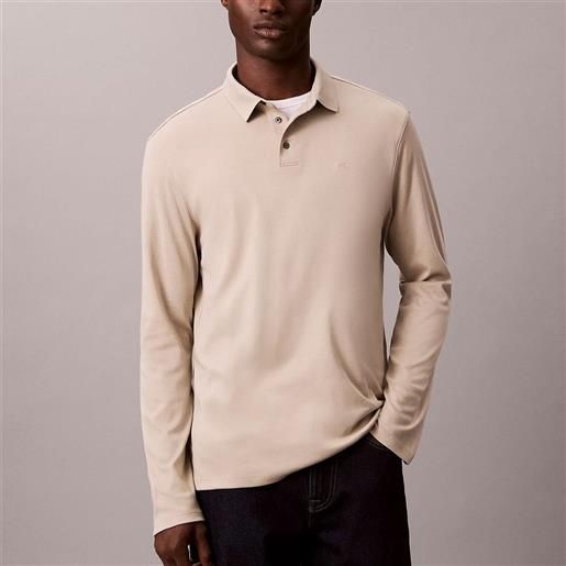 Calvin Klein polo Calvin Klein a maniche lunghe in cotone supima da uomo rif. Lv040em909, beige