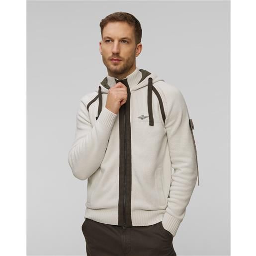 Aeronautica Militare maglione beige con cappuccio da uomo Aeronautica Militare