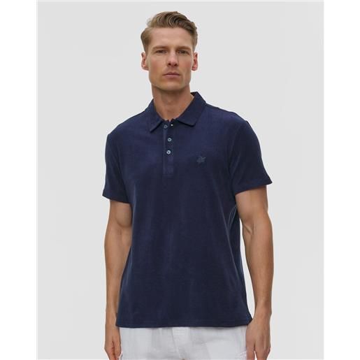 Vilebrequin polo blu scuro di spugna di cotone da uomo Vilebrequin phoenix