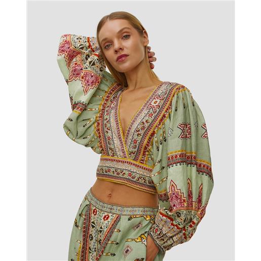 Camilla camicia in lino con allacciatura da donna Camilla cropped