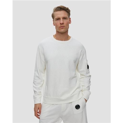 CP Company felpa da uomo c. P. Company malfilè fleece lens crewneck sweatshirt bianca