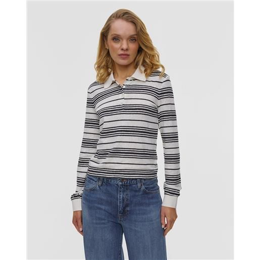 Frame polo in lino a maniche lunghe da donna Frame the striped polo