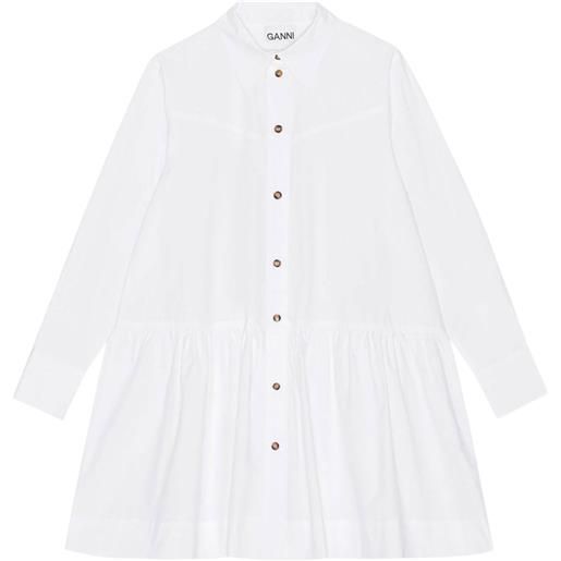 GANNI pointed-collar organic cotton shirtdress - bianco