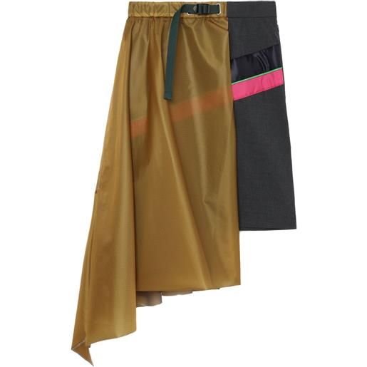 Kolor gonna asimmetrica con inserti a contrasto - nero