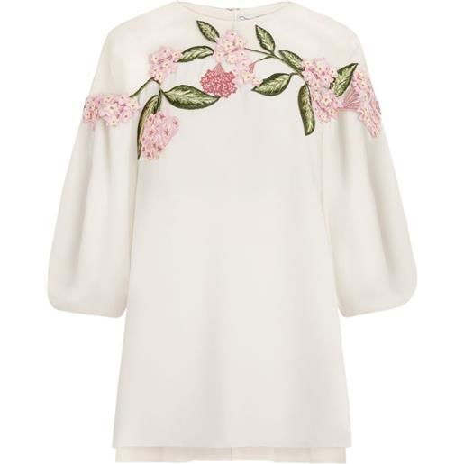 Oscar de la Renta blusa porcelain flower con ricamo - toni neutri