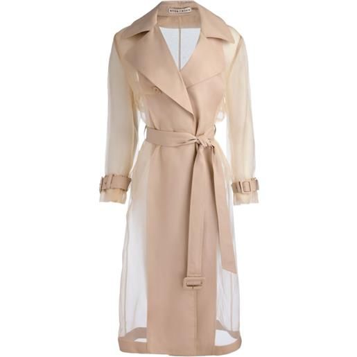 alice + olivia trench silvia semi trasparente con cintura - toni neutri