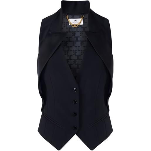 Elisabetta Franchi gilet con revers satinati - nero