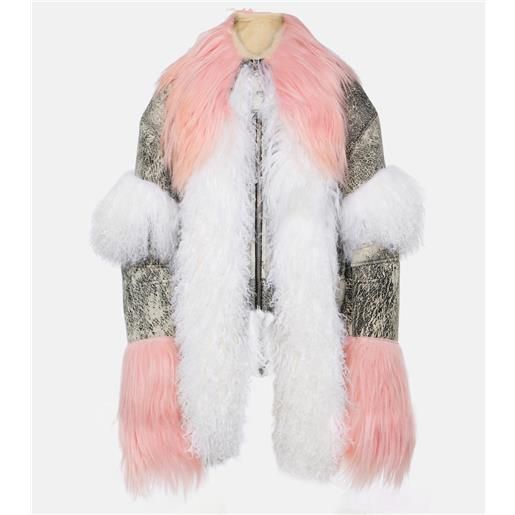 The Attico giacca in pelle con shearling