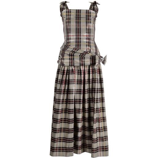 Molly Goddard abito lungo a quadri con fiocco - grigio
