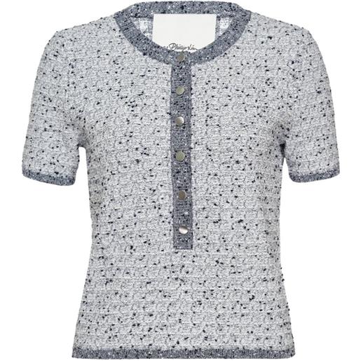 3.1 Phillip Lim bouclé-knit short-sleeve sweater - bianco