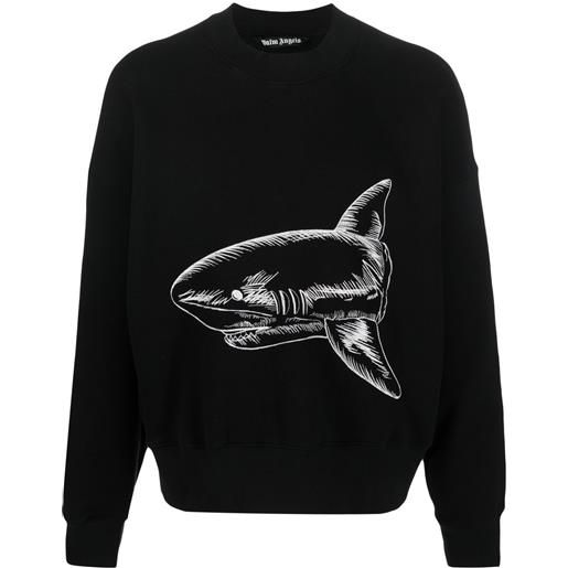 Palm Angels felpa girocollo split shark - nero