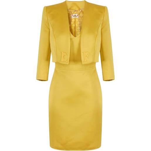 Elisabetta Franchi abito corto con spalline imbottite - giallo