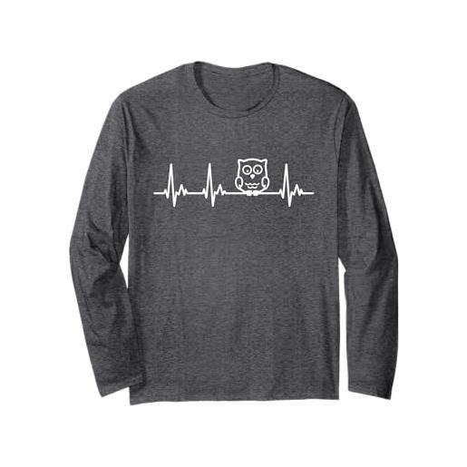 Design with Gufo gufo il mio cuore batte per i gufi donna maglia a manica