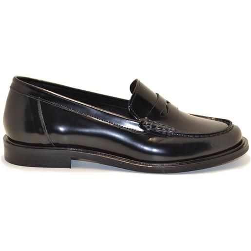 ELISA LANCI mocassino in pelle abrasiv luxor nero