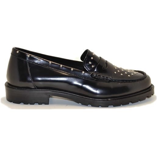 ELISA LANCI mocassino in pelle abrasiv luxor nero con borchie