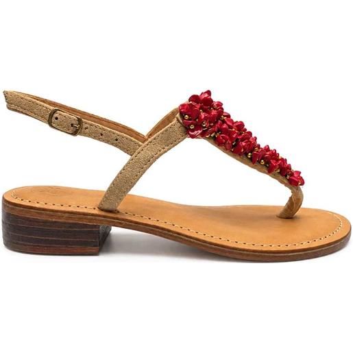 BALI BALI sandalo positano wedding infradito in pelle con perline rosse
