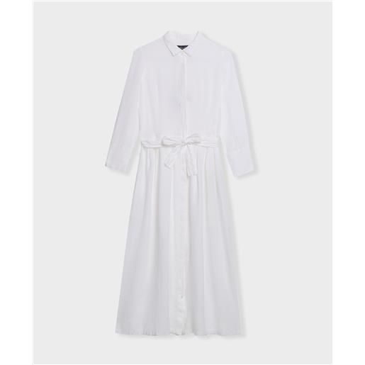 Brooks Brothers abito camicia in lino con cintura bianco