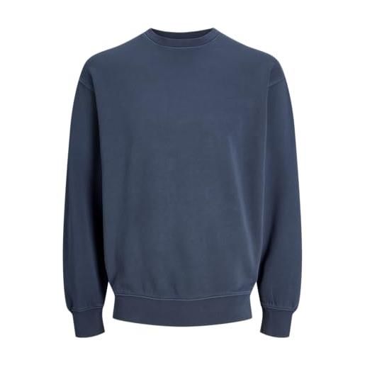 JACK & JONES jjecharge faded sweat crew neck noos, blu (mood indigo), l