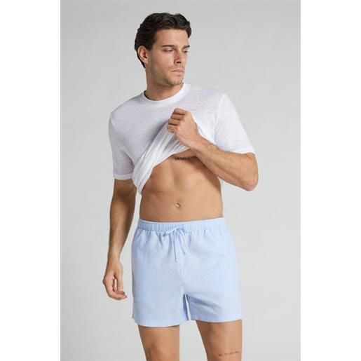 Intimissimi pantaloni corti lino e cotone uomo azzurro