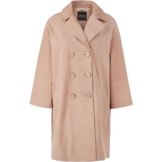 MARCCAIN cappotto monopetto in pelle scamosciata - rosa