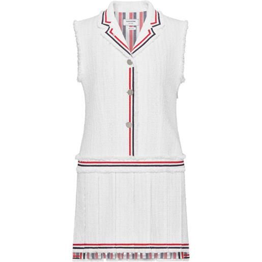 Thom Browne abito in tweed con pieghe - bianco
