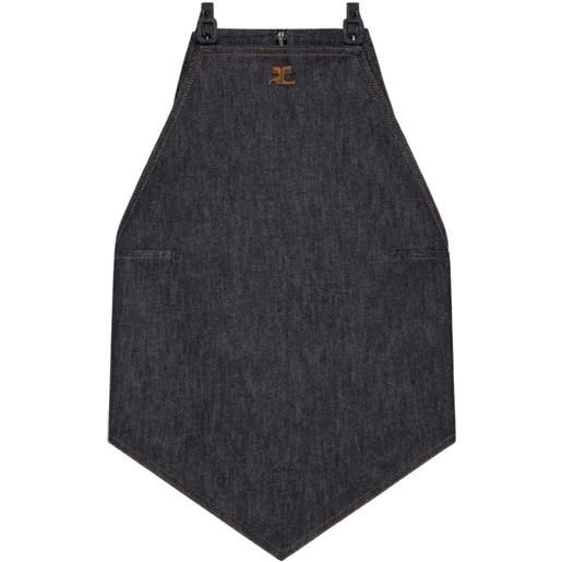 Courrèges top denim con scollo all'americana - blu