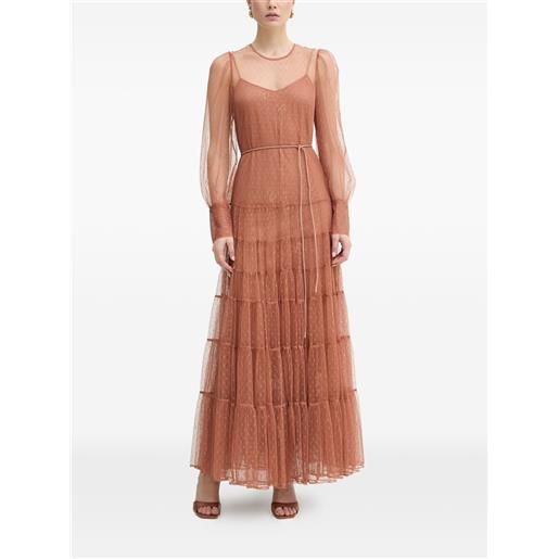 TWINSET abito con balze - marrone