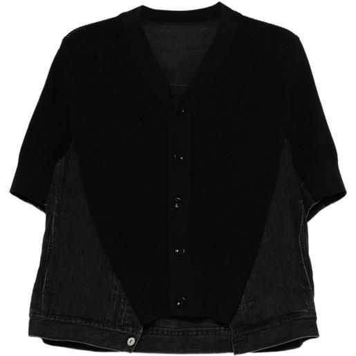 sacai denim x knit cardigan - nero