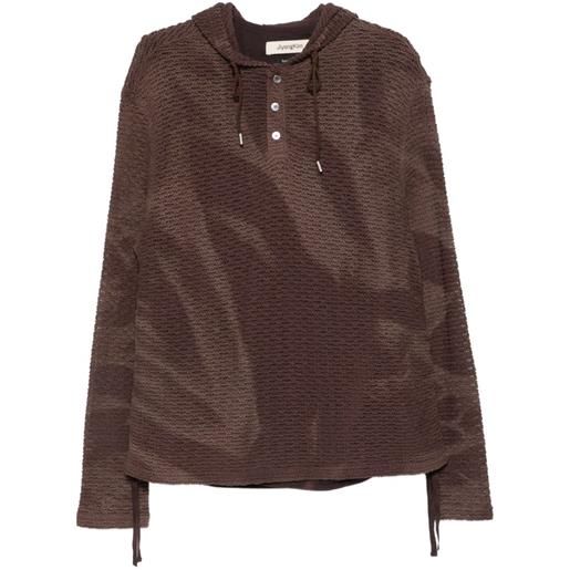 JiyongKim felpa con cappuccio e bottoni - marrone
