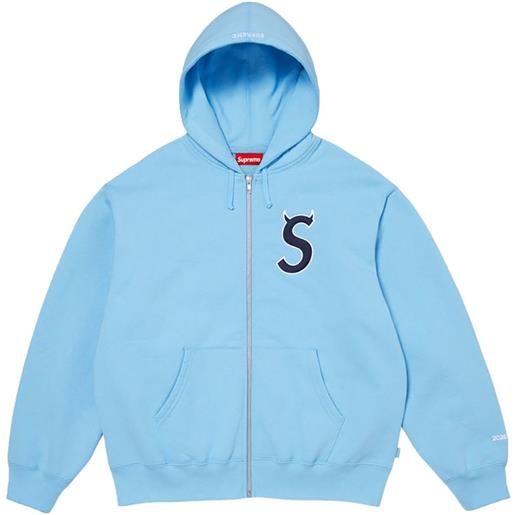 Supreme felpa devil s con cappuccio e zip - blu