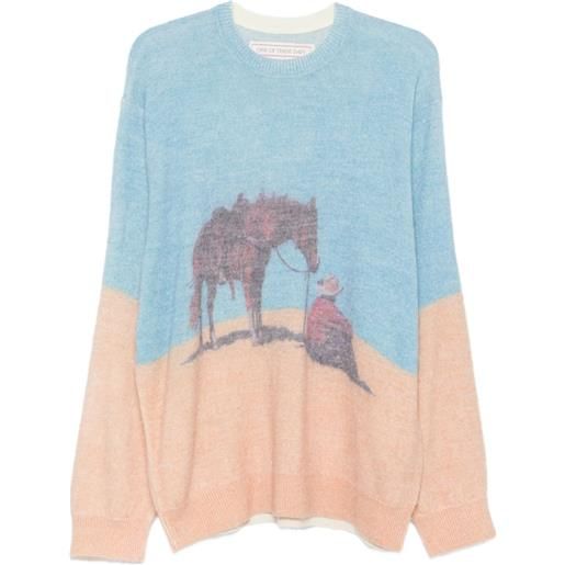 One Of These Days maglione con stampa grafica - blu