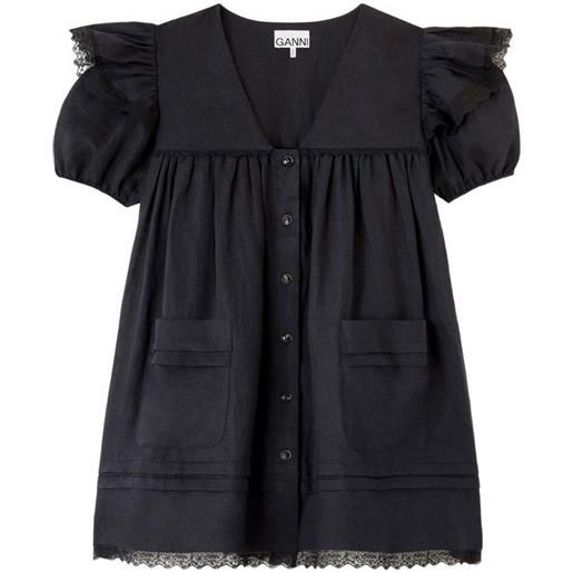 GANNI abito con ruches - nero
