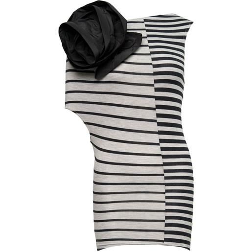 Vaquera striped corsage-detail top - grigio