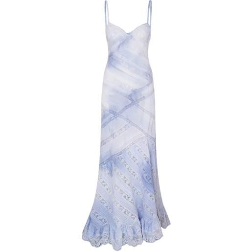 LoveShackFancy abito lungo eirene con ruches - blu