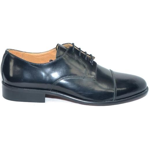 Malu Shoes scarpe uomo stringate classiche con mezza punta suola di vero cuoio vera pelle abrasivato lucido spazzolato