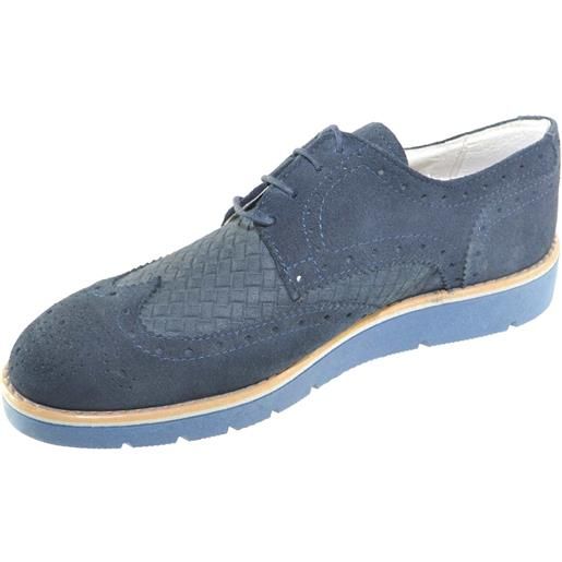 made in italy scarpe uomo stringate made in italy vera pelle scamosciato blu fondo antiscivolo con intersuola cuoio ultraleggero