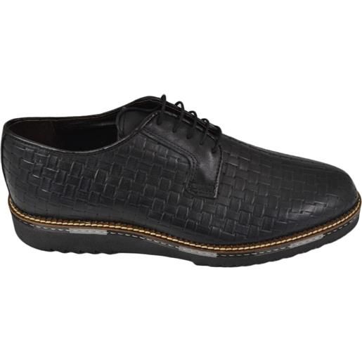 Malu Shoes scarpe stringate nero intreccio fondo antiscivolo comfort light
