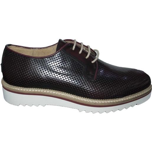 Malu Shoes scarpe stringate art 6892 microforato bordeaux abrasivato fondo antiscivolo comfort light