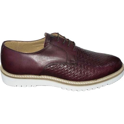 Malu Shoes scarpe uomo stringate art 024538 crust bordeaux intreccio vera pelle made in italy comfort fondo ultraleggero micro