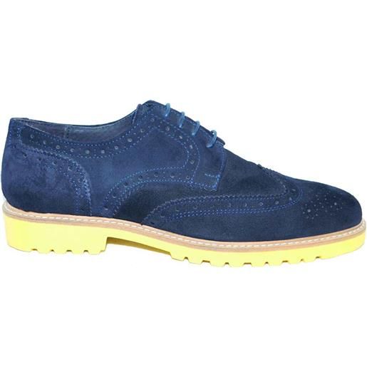 Malu Shoes stringata art profu 03456 blu di camoscio fondo profumato ultraleggero comodo roccia vera pelle made in italy